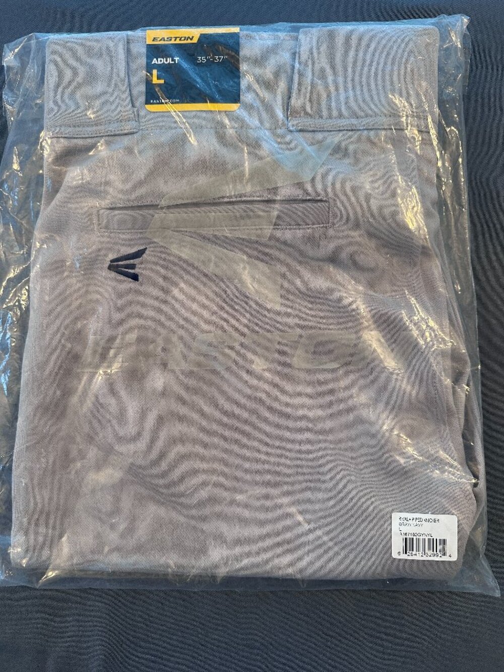 NWT Easton Rival+ Piped Knicker Baseball Pants Adult Large Gray Navy